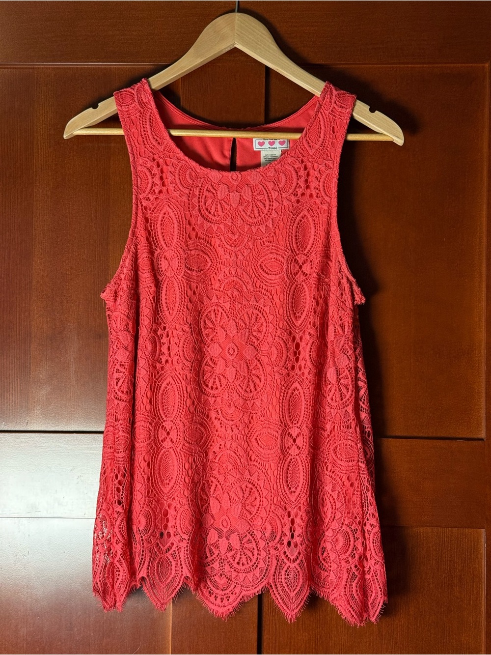 Three Hearts Trixxi Coral Lace Tank Top Size Large
